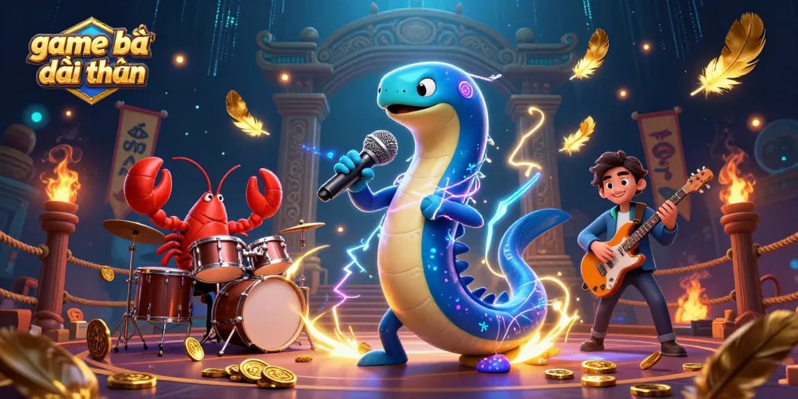 Experience the thrilling atmosphere of game bài đổi thưởng with an electric eel DJ and underwater casino scene.