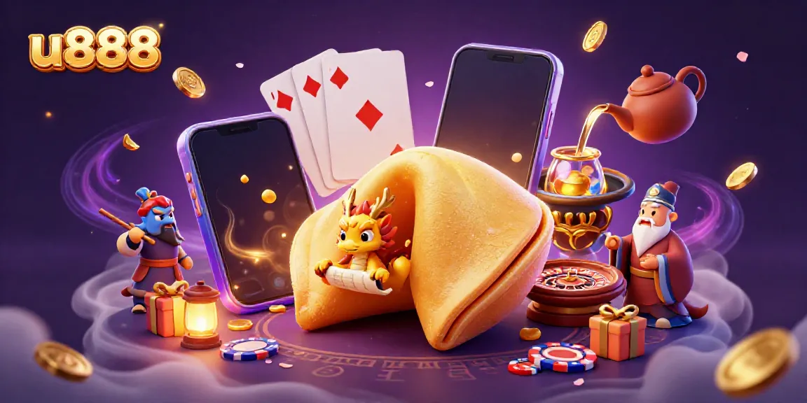 Experience exciting games with u888 in this vibrant 3D scene filled with dynamic casino elements.