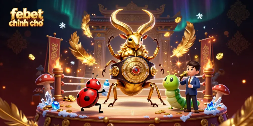 Experience action-packed thrills with febet chính chủ in this vibrant 3D casino scene featuring its unique characters.