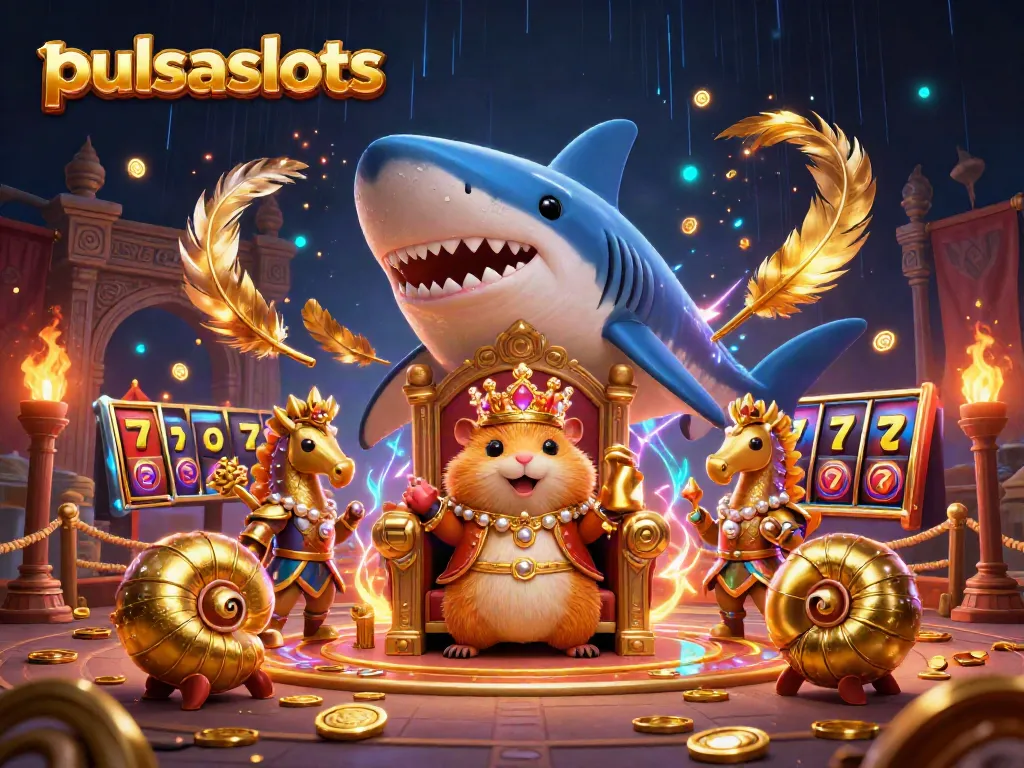 Watch pulsaslots animated elements burst with energy in this vibrant 3D casino illustration.