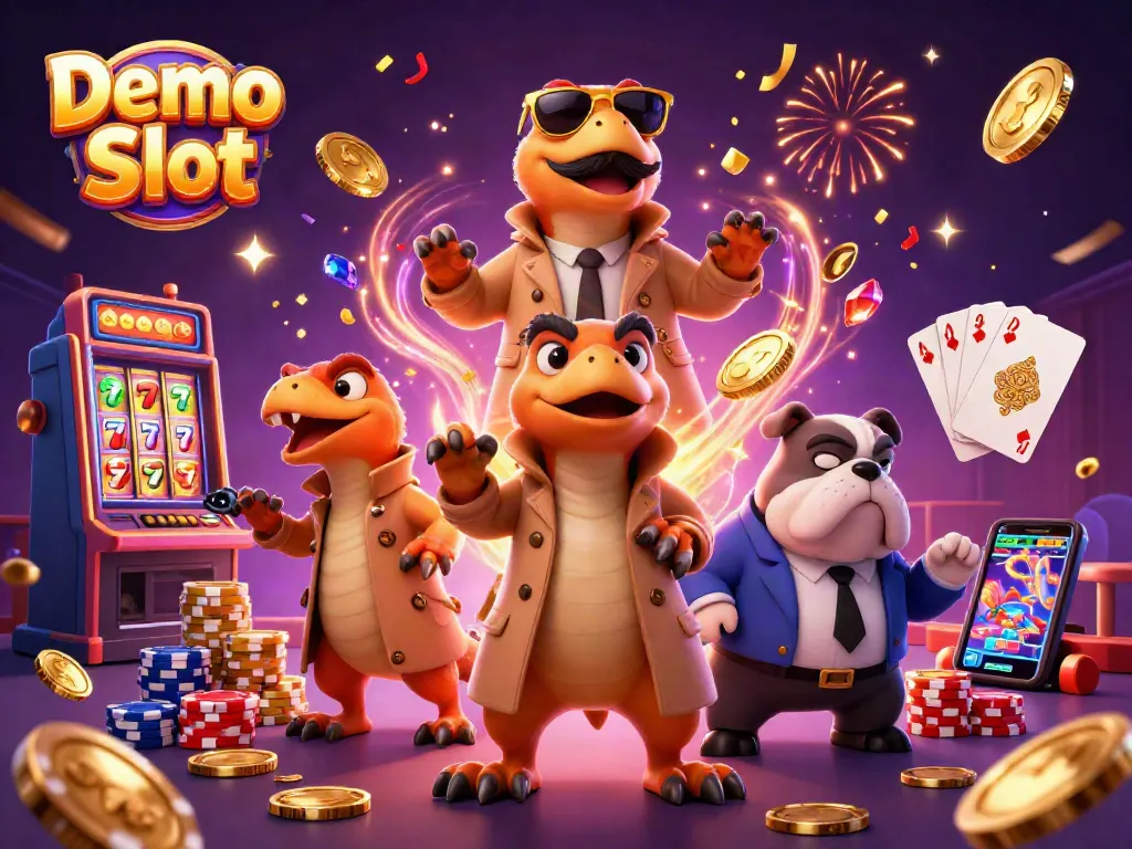 Experience the excitement of Demo Slot games with dynamic elements showcasing casino thrills.
