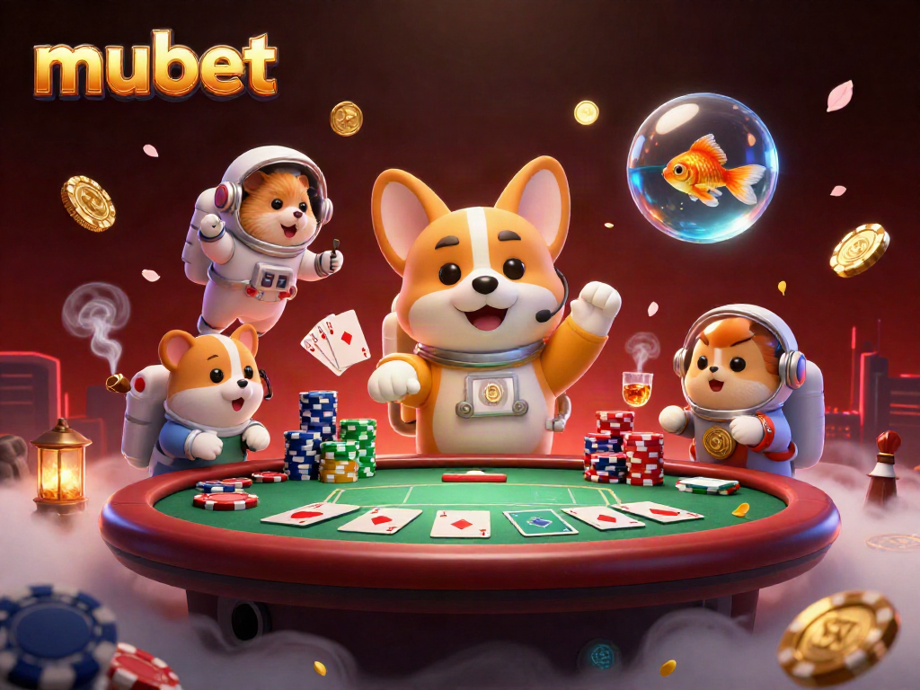Experience thrilling gaming action with mubet in a whimsical zero-gravity casino scene.