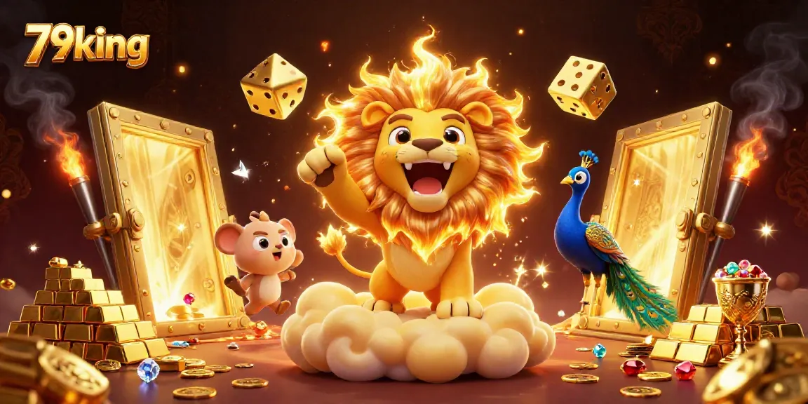 Experience thrilling wins with 79king's vibrant casino world, showcasing golden treasures and dynamic characters.