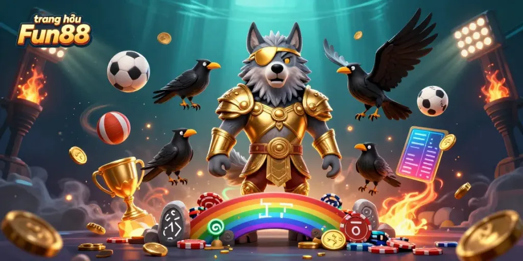 Engage with exciting gameplay at trang chủ Fun88 featuring colorful 3D elements and an epic dragon scene.