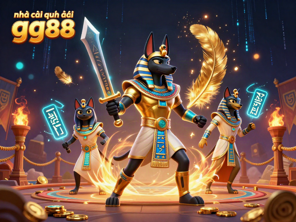 Engage in thrilling gameplay at nhà cái quốc tế gg88 amidst ancient Egyptian warriors and glowing hieroglyphs.