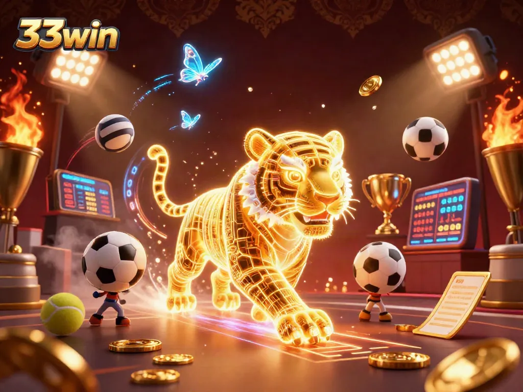 Bet and win big with 33win in an action-packed digital casino landscape with vibrant characters and games.