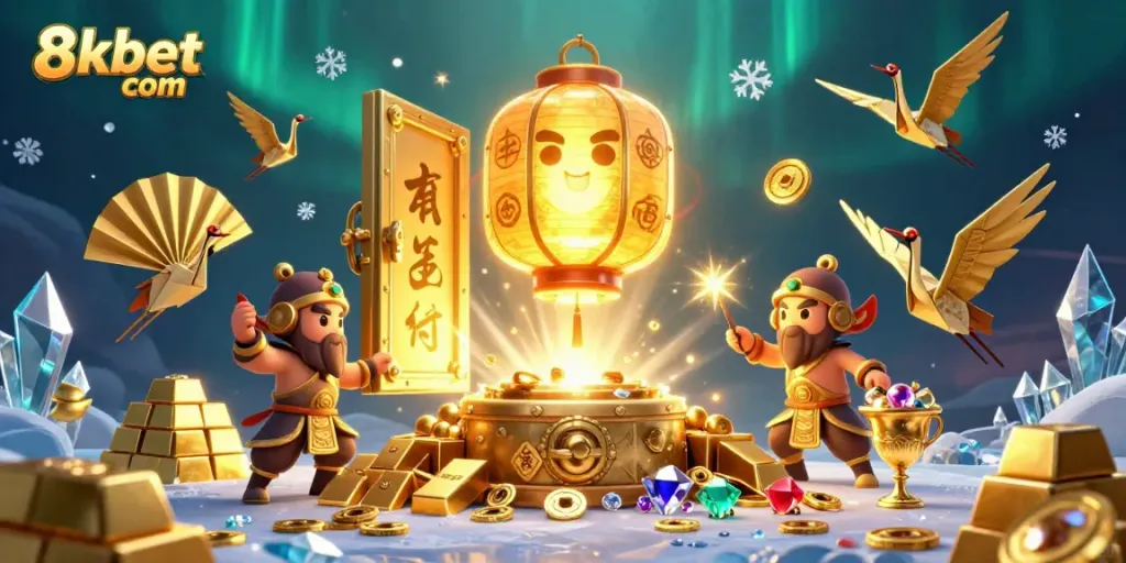 Experience the magic of 8kbet com with a luminous lantern spirit and dazzling casino treasures