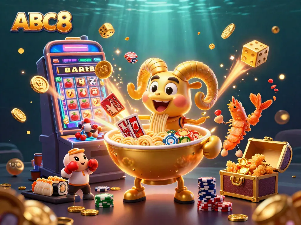 ABC8 showcases a dynamic casino scene with vibrant characters and exciting game elements for bettors.