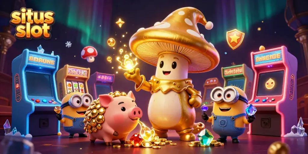 Engage in exciting gameplay with situs slot featuring a magical wizard, treasure-filled scene.