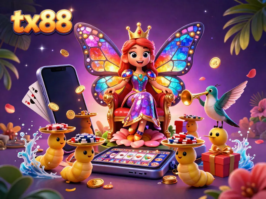 Celebrate big wins with tx88 in a vibrant 3D casino scene featuring animated characters and rich gaming elements.