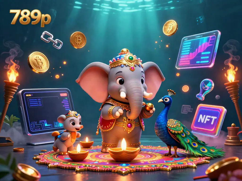 Engage with thrilling games at 789p, featuring a vibrant 3D elephant and crypto elements.