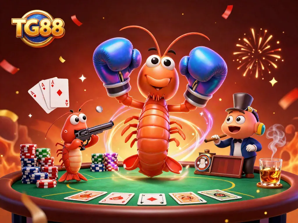 Experience vibrant gaming action at TG88 with a colorful poker showdown and engaging characters.