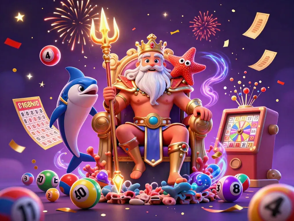 Experience exciting gameplay with f168hi featuring Neptune and game elements in a vibrant casino landscape.