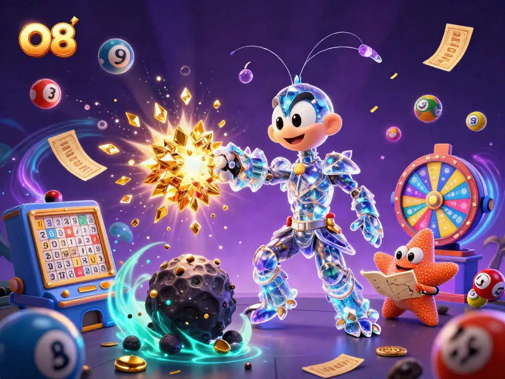 O8 players enjoy a thrilling experience with golden gems, vibrant lottery balls, and dynamic prizes.