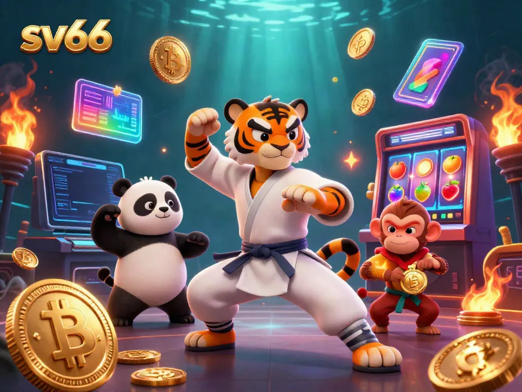 Engage with sv66 in a thrilling crypto casino scene featuring animated characters and vibrant gaming elements.