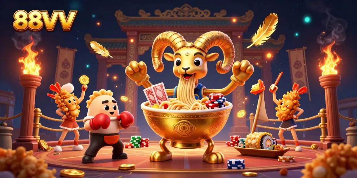 Engage with the vibrant 88VV casino scene featuring dynamic characters and rich gambling elements.