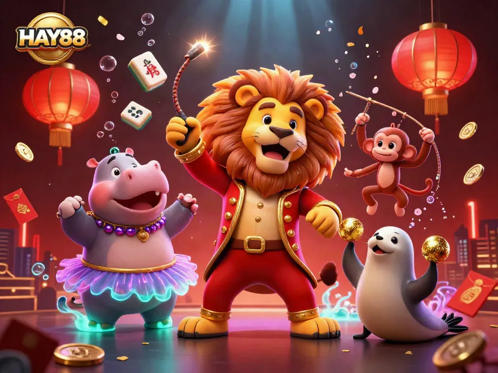 Experience the vibrant excitement of HAY88's online casino adventures with a lively digital illustration.