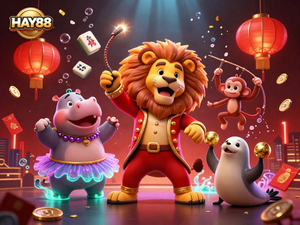 Experience the vibrant excitement of HAY88's online casino adventures with a lively digital illustration.