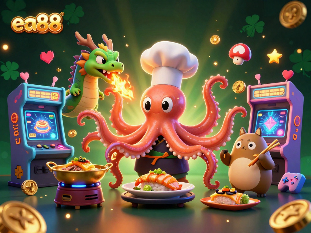 Immerse in lottery excitement at ea88 with a vibrant 3D casino scene featuring dynamic game elements.