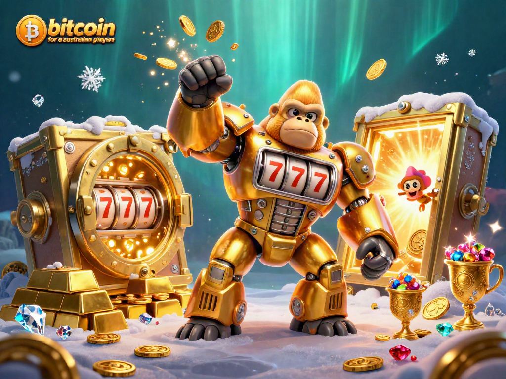 Engage with bitcoin casinos for australian players showcasing a vibrant 3D scene of exciting gaming action.