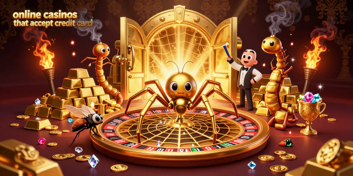 Engage at online casinos that accept credit card with a fly betting amid a giant golden roulette wheel web.