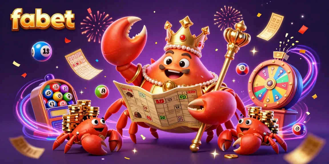 Experience dynamic gaming excitement with fabet's vibrant casino-themed 3D illustration featuring a golden crab emperor.