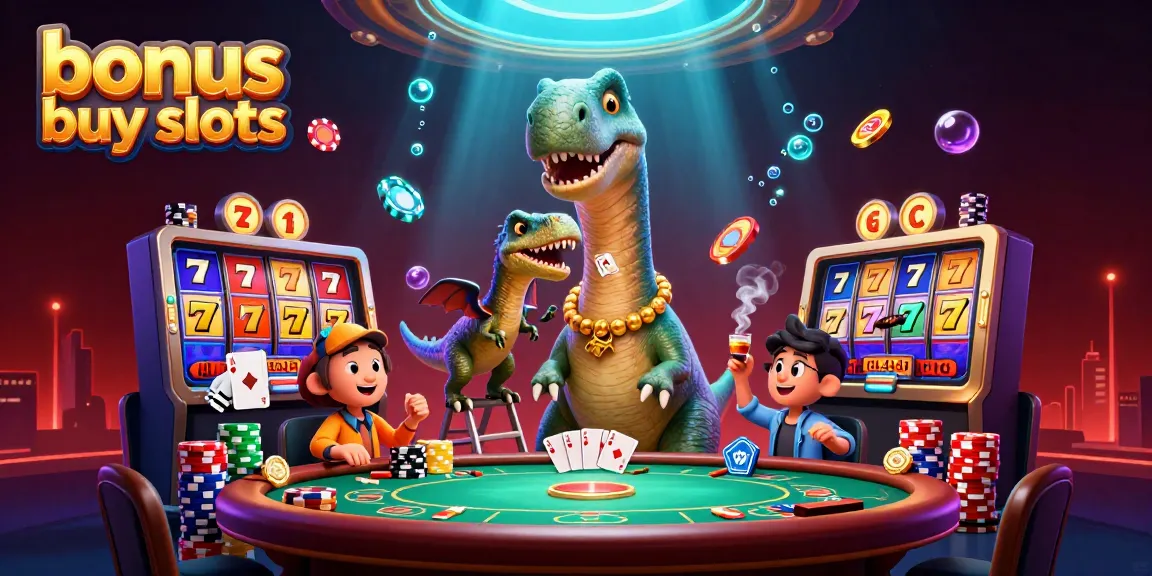 Experience thrilling gameplay with bonus buy slots, featuring a vibrant 3D casino scene.