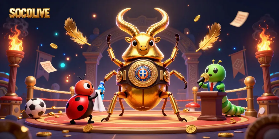 SOCOLIVE sports betting illustration depicting an epic showdown with cartoon creatures in a vibrant arena.
